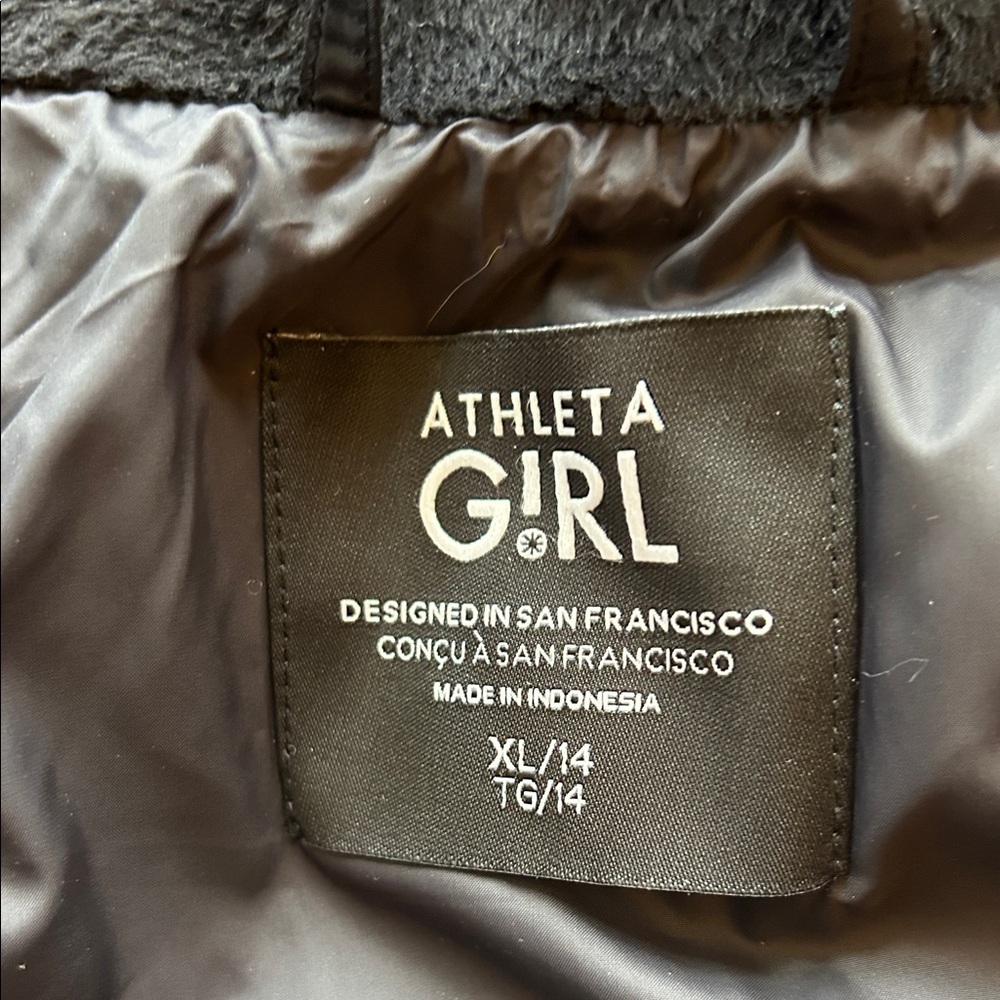 Athleta Girl Charcoal Jacket Hooded Puffer Vest